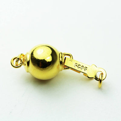 Gold Vermeil Style 1pc 8mm 18K gold  on 925s.silver Jewellery findings Ball Box Clasp,15*8mm