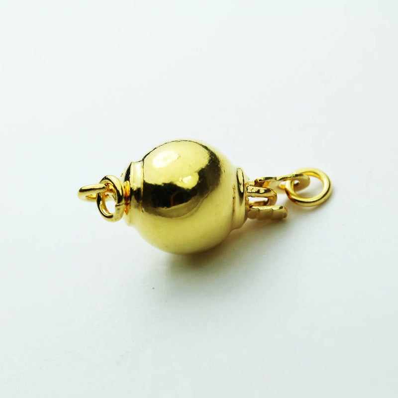 Gold Vermeil Style 1pc 8mm 18K gold  on 925s.silver Jewellery findings Ball Box Clasp,15*8mm