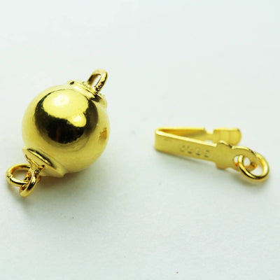 Gold Vermeil Style 1pc 8mm 18K gold  on 925s.silver Jewellery findings Ball Box Clasp,15*8mm