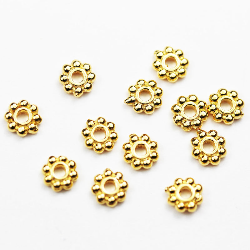 20pcs  4MM 24K Gold  on 925 sterling silver Jewellery Findings Rondelle Spacers,4mm diameter,1.3-1.5mm thick, hole 1mm