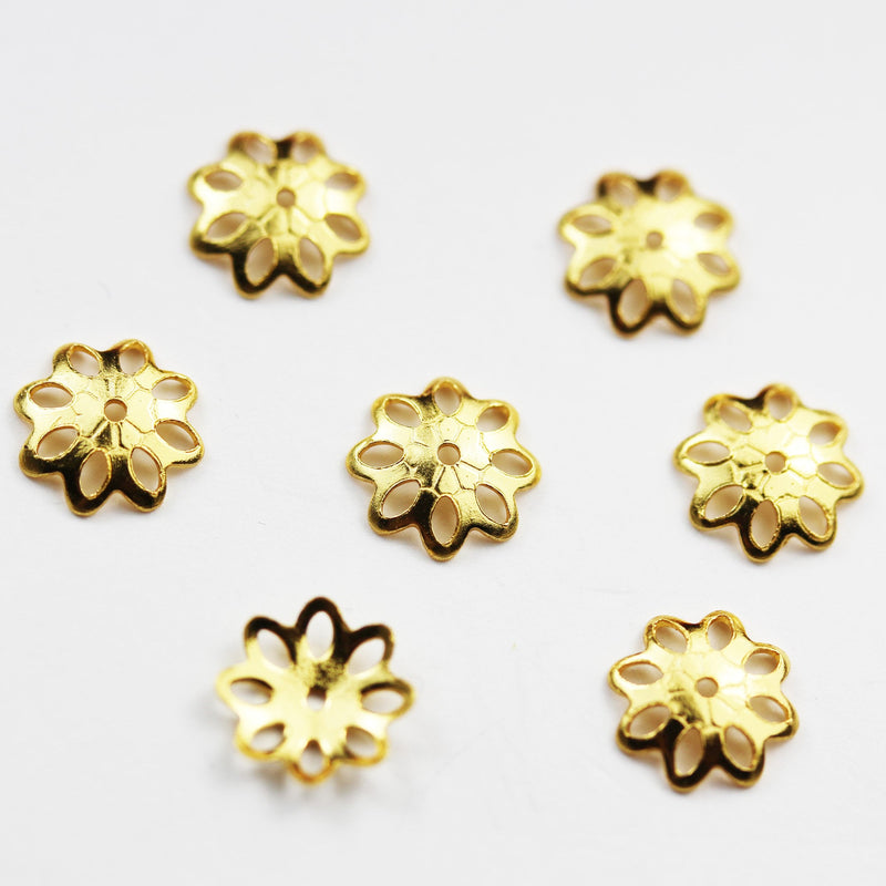 Bead Cap 20pcs 24k Gold on 925 Sterling silver Jewelry Findings Bead cap,8mm bead cap,1mm hole