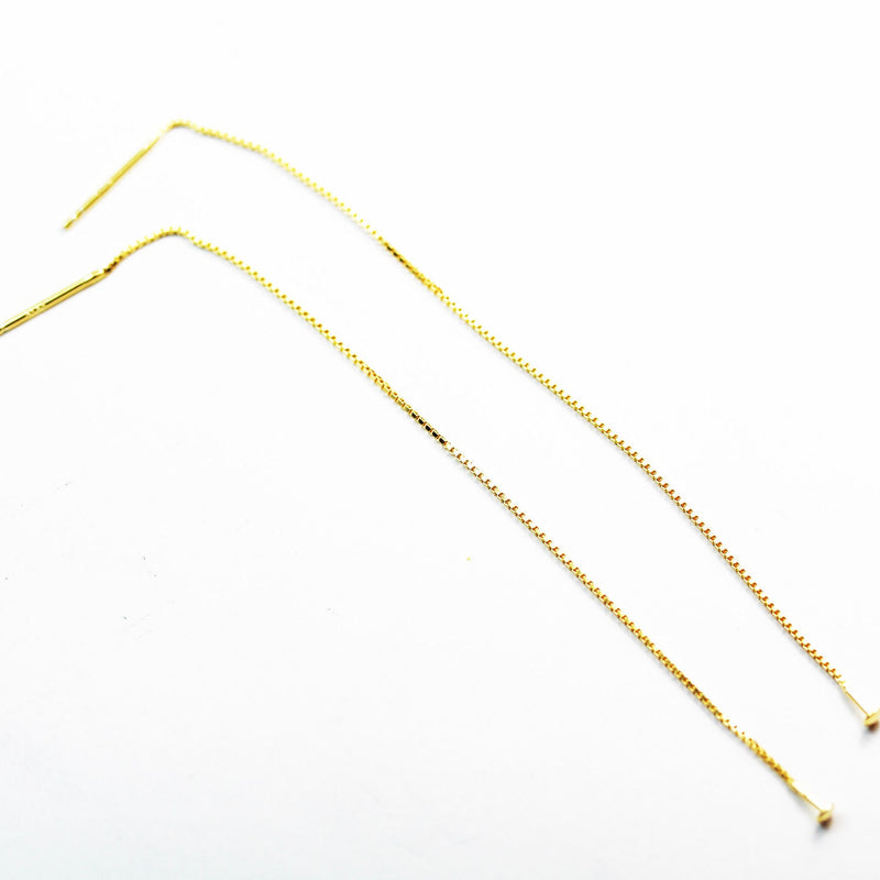 Chain Earwire 4pcs Gold Vermeil Style Jewellery Findings ,90mm total length with 2mm Head Pin, 0.8mm Chain