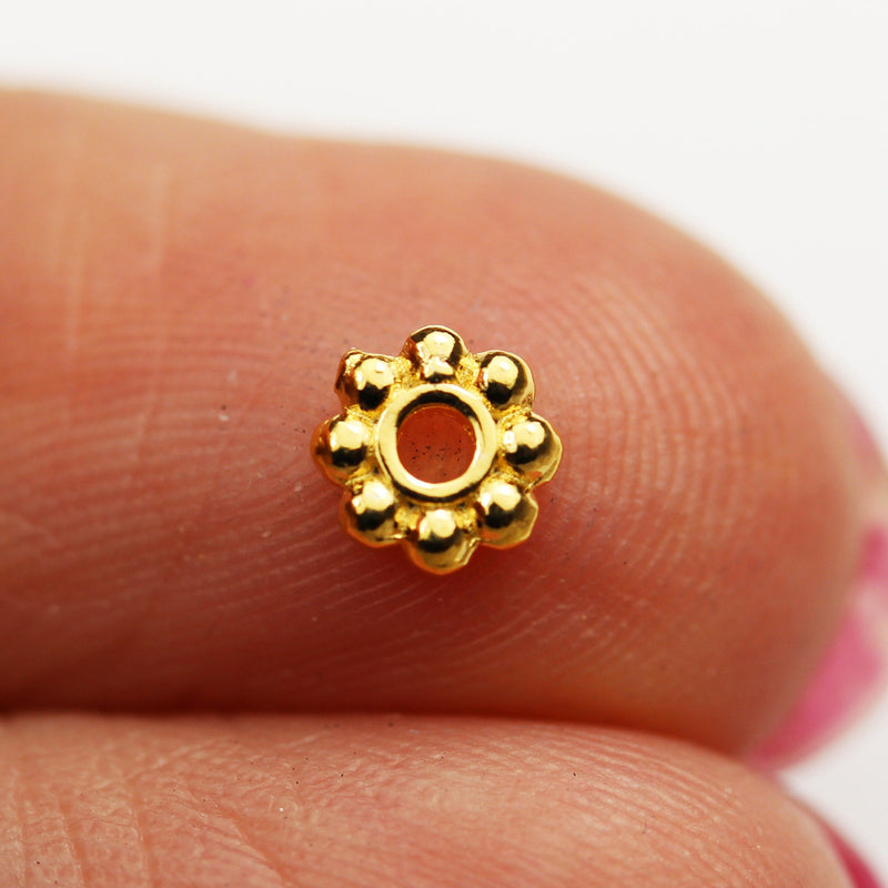 10pcs  5MM Gold Vermeil Style  Jewellery Findings Rondelle Spacers,5mm diameter,1.3-1.5mm thick, hole 1mm- FDGVS001