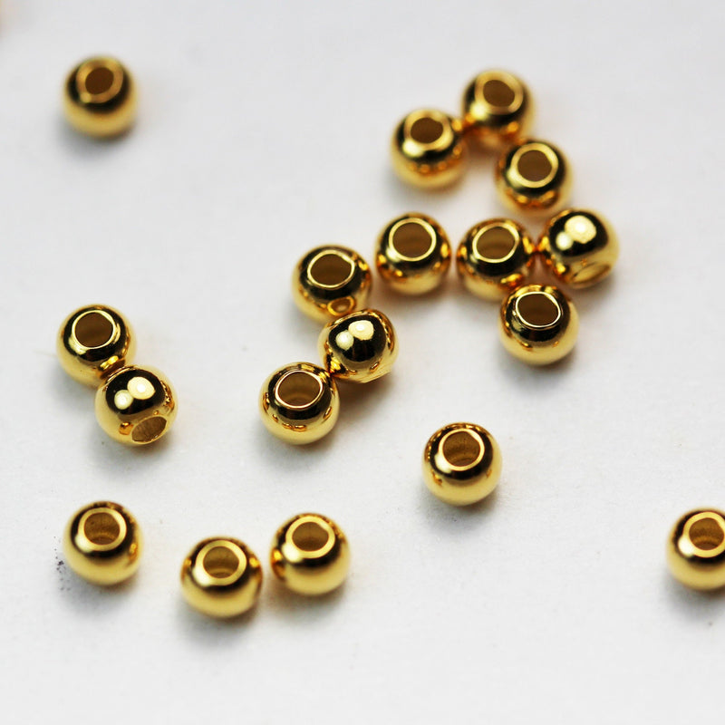 100pcs 2mm Gold Vermeil Style Jewellery findings Ball Beads , hole0.6mm