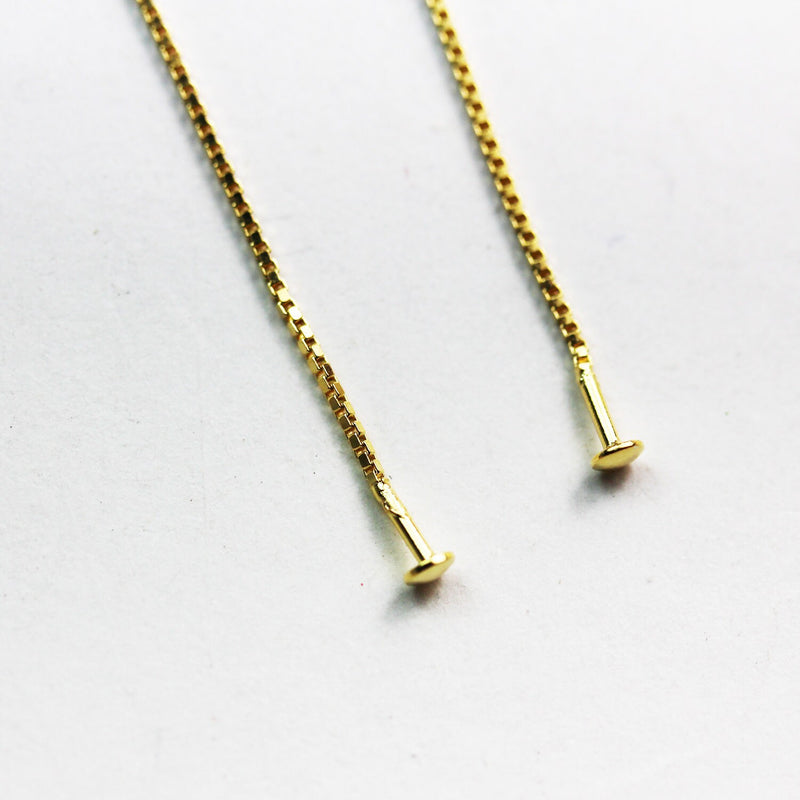 Chain Earwire 4pcs Gold Vermeil Style Jewellery Findings ,90mm total length with 2mm Head Pin, 0.8mm Chain