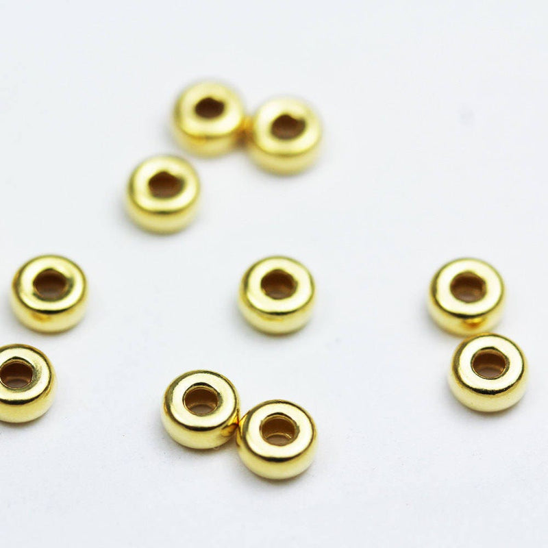 Gold Vermeil Style 10pcs 4.5MM 18K Gold on Jewellery Findings Rondelle Spacers,4.5mm diameter, 2.5mm thick, hole 1mm