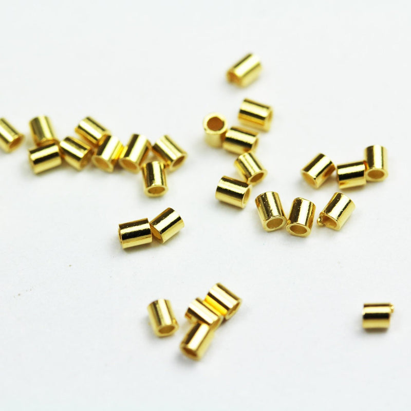 Crimp About 70pcs Gold Vermeil Style Jewellery Findings Crimp Beads, 1.5*1.5mm tube, 1mm inside diameter