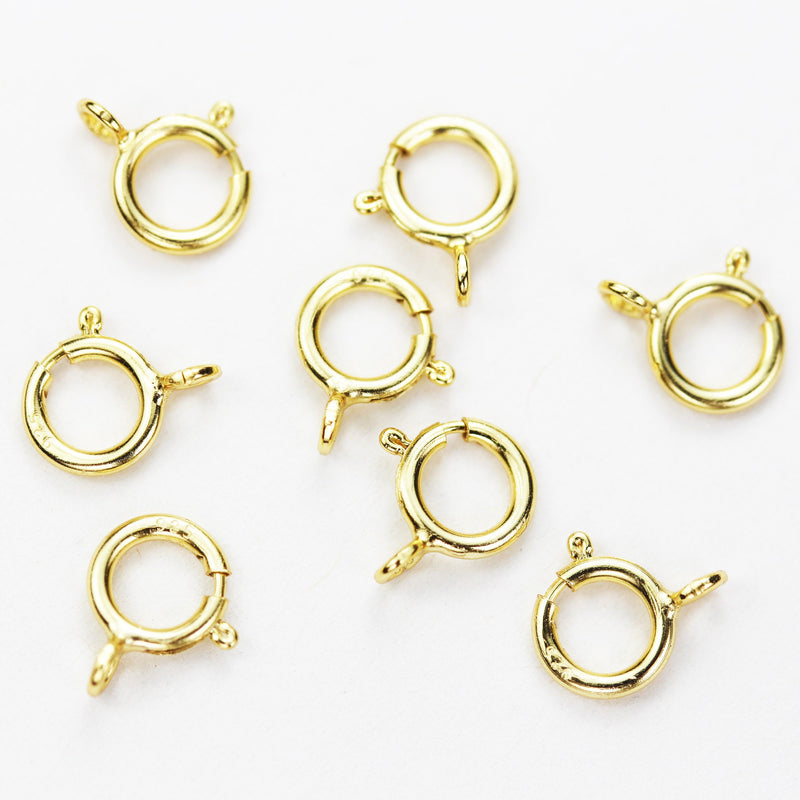 Gold Vermeil Style 10pcs 6mm Springring 24K Gold on 925Sterling silver jewellery findings,6mm Circle with 2mm ring