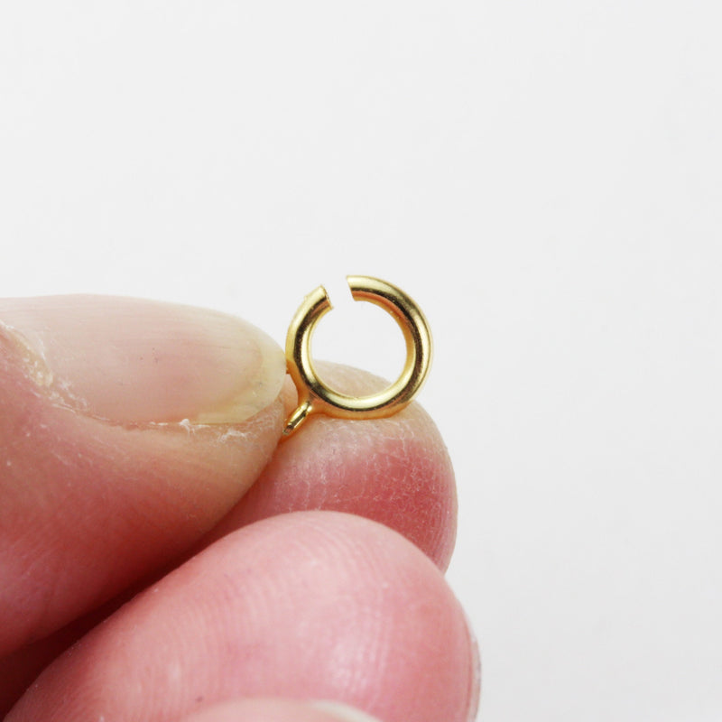 Gold Vermeil Style 10pcs 6mm Springring 24K Gold on 925Sterling silver jewellery findings,6mm Circle with 2mm ring