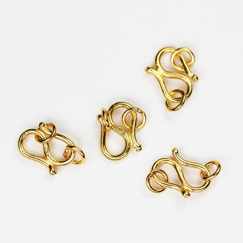 S hook Clasp 4PCs Gold Vermeil Style Jewellery finding Clasp,S-hook,10*7mm