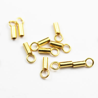 20pcs 1mm 24K Gold  on 925 Sterling Silver Chain End Jewellery Findings ,Glue in,7*2mm,1mm inside diameter