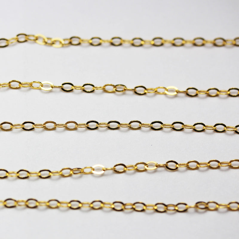 Gold Chain 1 foot Gold Vermeil Style  Chain Necklace, 2*2.5mm Oval Shining Silver Necklace, For Jewelry Making