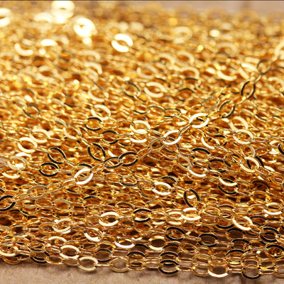 Gold Chain 1 foot Gold Vermeil Style  Chain Necklace, 2*2.5mm Oval Shining Silver Necklace, For Jewelry Making