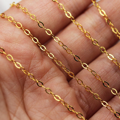 Gold Chain 1 foot Gold Vermeil Style  Chain Necklace, 2*2.5mm Oval Shining Silver Necklace, For Jewelry Making