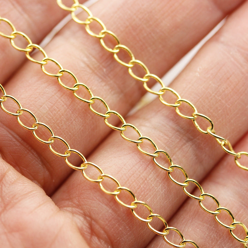 Extender chains Gold Vermeil Style  Extension Chain ,2.65*3.5mm Oval Chain, For Jewelry Making Extension