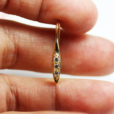 Gold Earrings 1Pair Gold Vermeil Style Cubic Zirconia Jewellery Findings Earwire, 6*25mm fishhook with 1mm coil