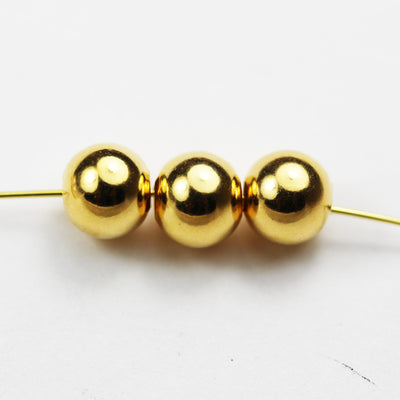 Gold Vermeil Style 6pcs 24k gold on 925s.silver Jewellery findings Ball Beads ,6mm, 1mm hole