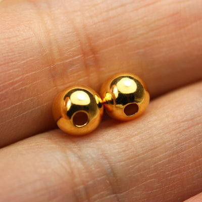 Gold Vermeil Style 6pcs 24k gold on 925s.silver Jewellery findings Ball Beads ,6mm, 1mm hole