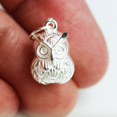 Jewelry charms 2pcs 925 Sterling Silver Jewellery findings Charm Beads , 10*10mm Owl