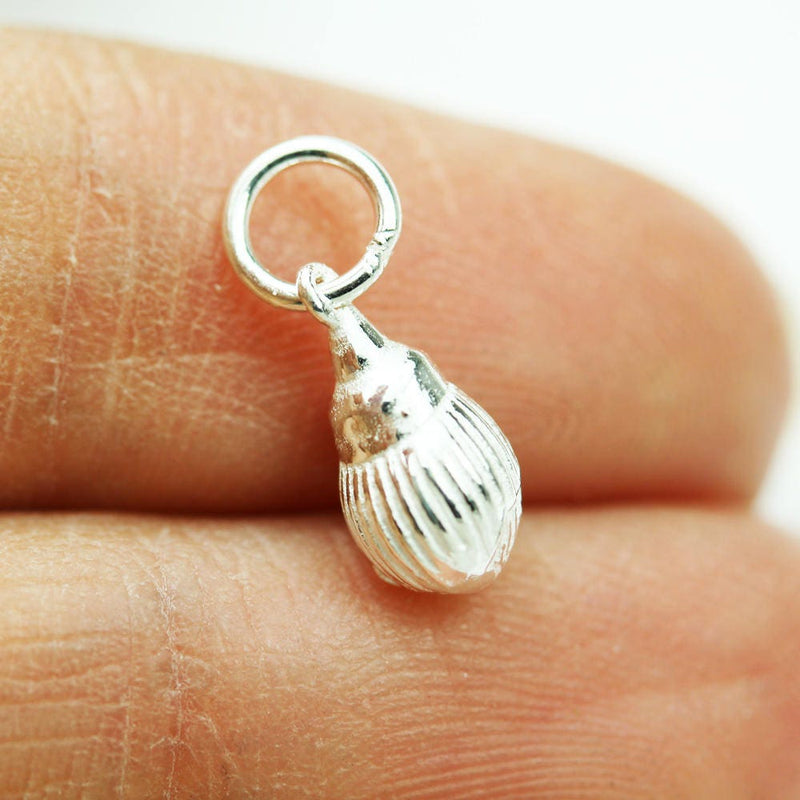 Silver Charm 3pcs 925 Sterling Silver Jewellery findings Shell Charm Beads , 11*6mm shell