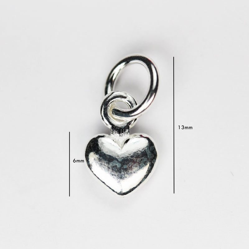 Charm 4pcs Heart 925 Sterling Silver Jewellery findings Charm Beads , 6mm Heart charm