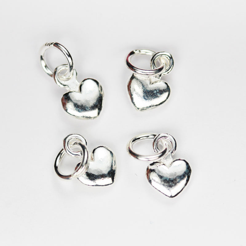 Charm 4pcs Heart 925 Sterling Silver Jewellery findings Charm Beads , 6mm Heart charm