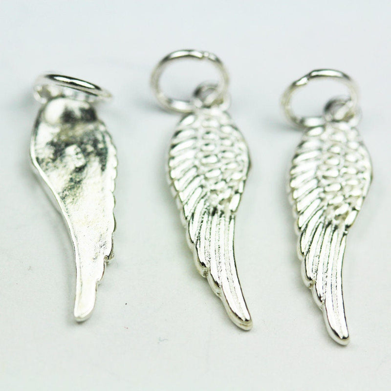 Charms 4pcs 925 Sterling Silver Jewellery findings Charm Beads , 17*6.5mm Angel wing