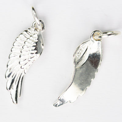 Charms 4pcs 925 Sterling Silver Jewellery findings Charm Beads , 17*6.5mm Angel wing