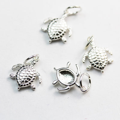 Charm 3pcs Sea Turtle Charms, 925 Sterling Silver Sear Turtle Jewellery findings, 10x10mm