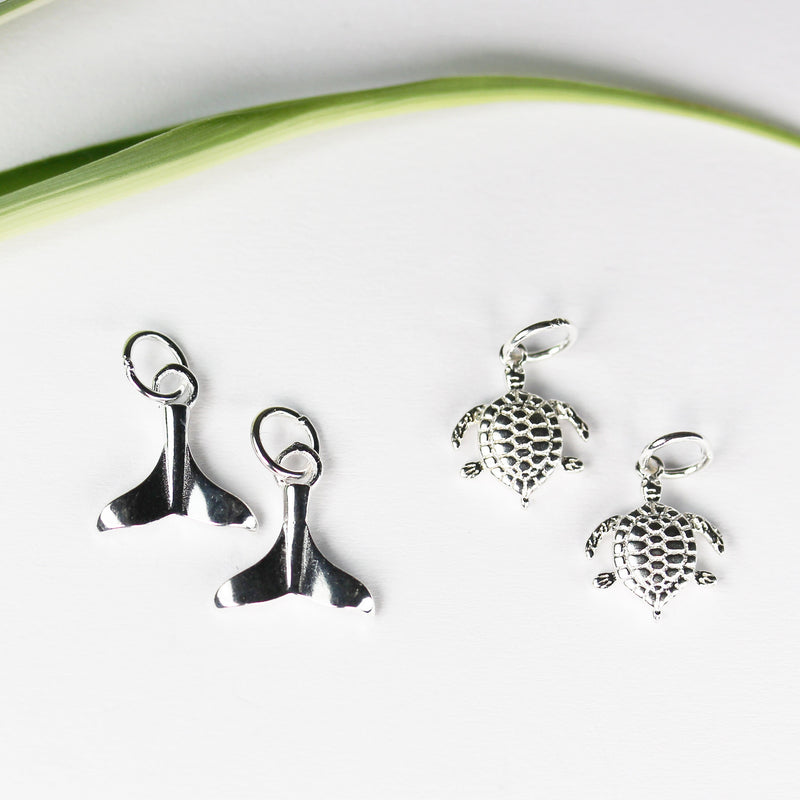 Charm 3pcs Sea Turtle Charms, 925 Sterling Silver Sear Turtle Jewellery findings, 10x10mm