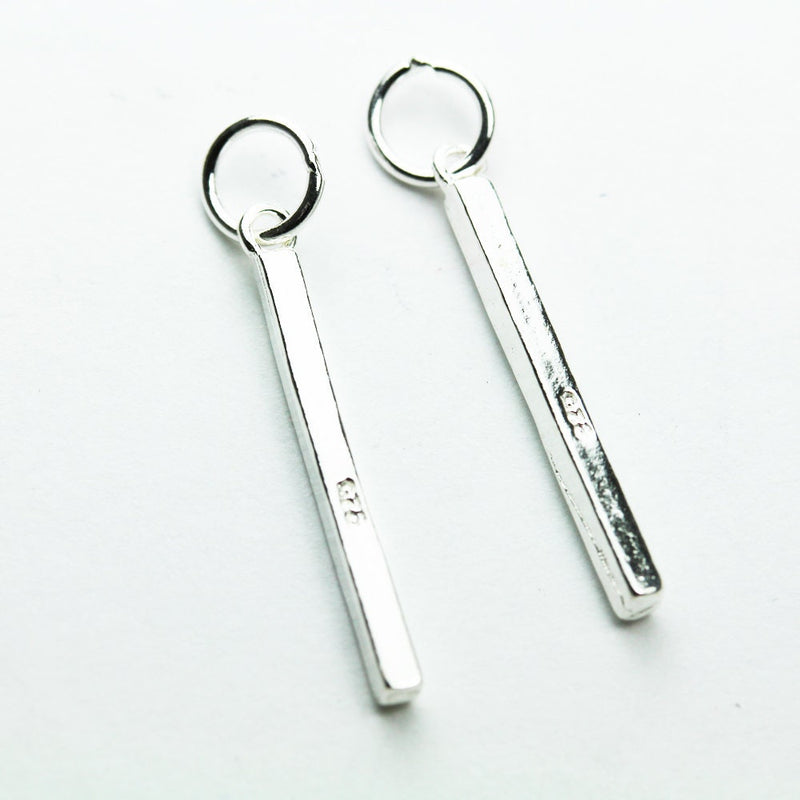 Charm 2pcs 20*1.7mm 925 Sterling Silver Jewellery findings Stick Charm Beads with 6mm closed ring