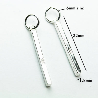 Charm 2pcs 20*1.7mm 925 Sterling Silver Jewellery findings Stick Charm Beads with 6mm closed ring