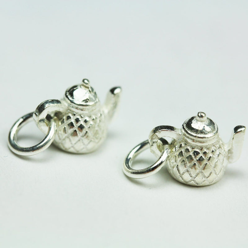 Charms 2pcs 925 Sterling Silver Jewellery findings Charm Beads ,Teapot charm,8.5*10.5mm