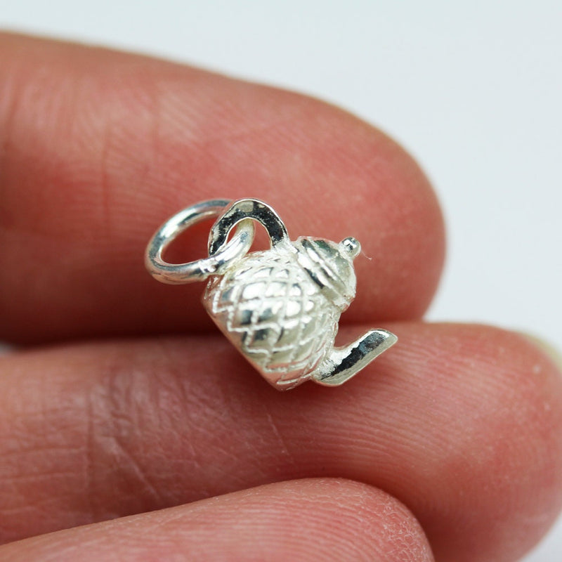 Charms 2pcs 925 Sterling Silver Jewellery findings Charm Beads ,Teapot charm,8.5*10.5mm