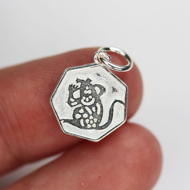 Charm 1pc Chinese Zodiac Charm, 925 Sterling Silver Jewellery findings Charm Beads ,12mm Button charm