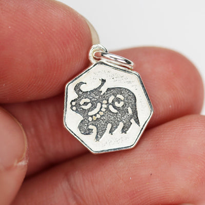 Charm 1pc Chinese Zodiac Charm, 925 Sterling Silver Jewellery findings Charm Beads ,12mm Button charm