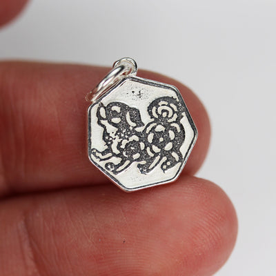 Charm 1pc Chinese Zodiac Charm, 925 Sterling Silver Jewellery findings Charm Beads ,12mm Button charm