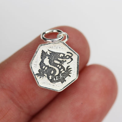 Charm 1pc Chinese Zodiac Charm, 925 Sterling Silver Jewellery findings Charm Beads ,12mm Button charm