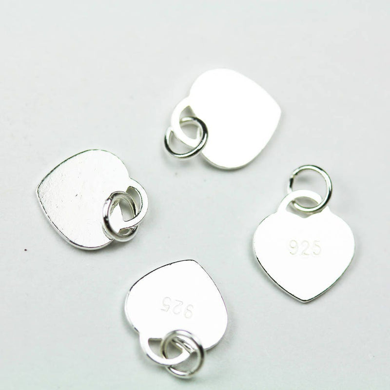 Charm 4pcs 8*9mm Heart 925 Sterling Silver Jewellery findings Charm Beads , Heart pendant/charm/beads