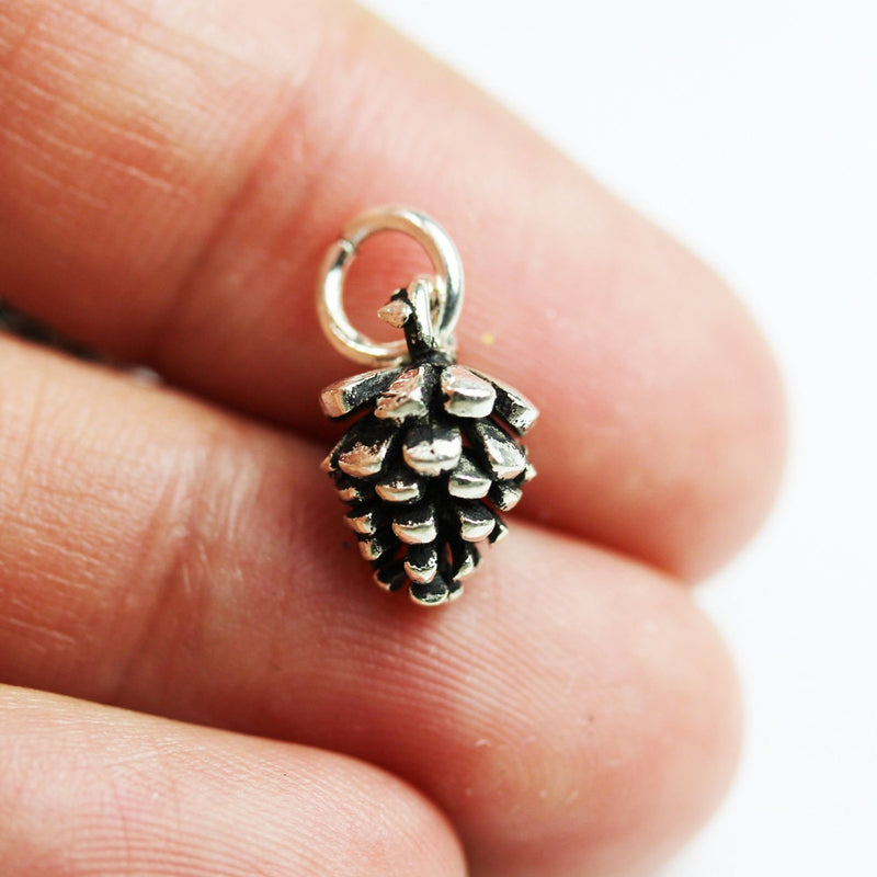 Charms 2pcs 925 Antique Sterling Silver Jewellery findings Charm Beads , 10*8mm Pine Cones Charm