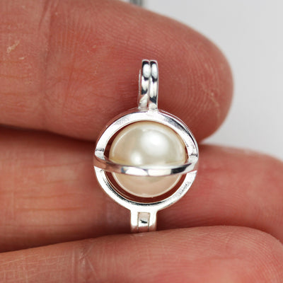 Silver Charm 1pc Round Cage Locket /Charm Pendant for Making Jewelry, Fits for  10mm Round Beads