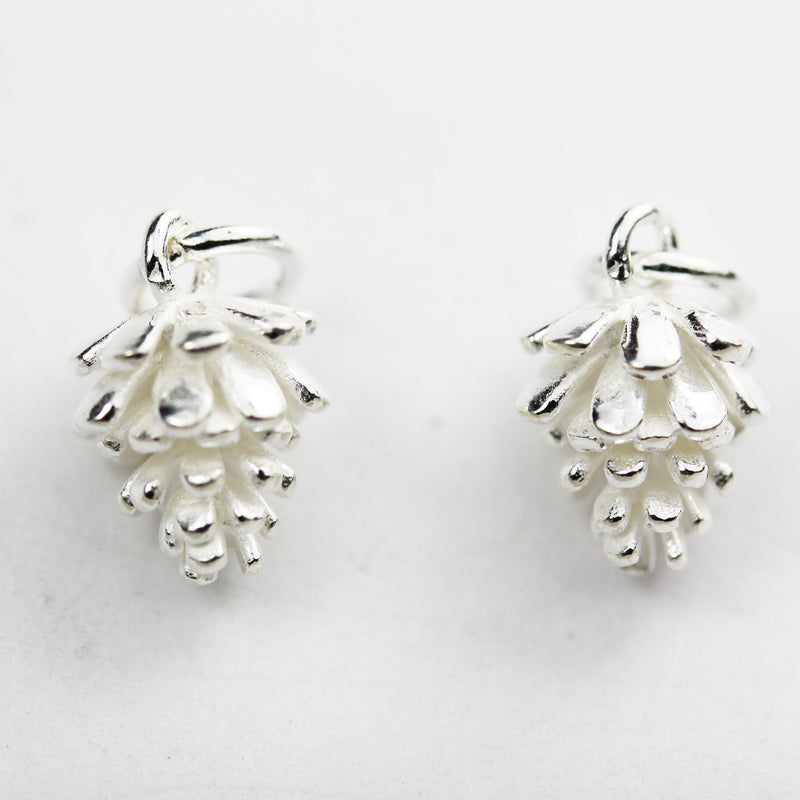 Charms,2pcs 925 Sterling Silver Jewellery findings Pinecone Charm Beads , 10*8mm Pinecone Necklace Pendant