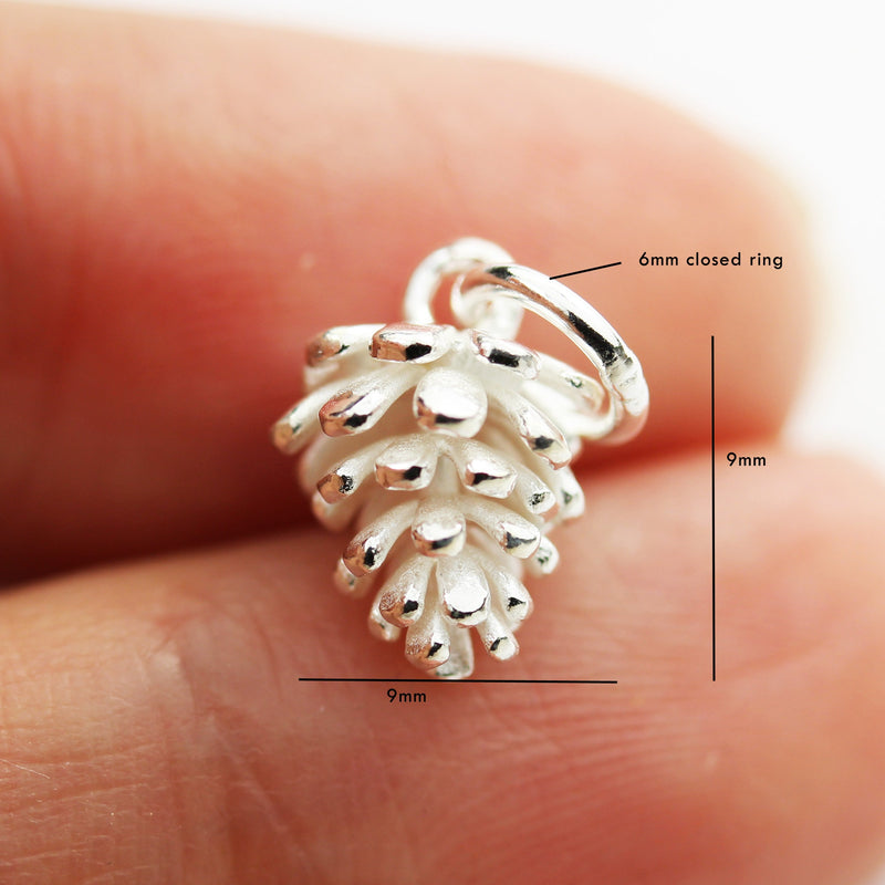 Charms,2pcs 925 Sterling Silver Jewellery findings Pinecone Charm Beads , 10*8mm Pinecone Necklace Pendant