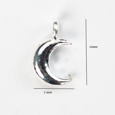 Charms 4pcs Stardust 925 Sterling Silver  Jewellery findings Charm Beads ,Moon  charm, 7*11mm, 4mm closed jump ring