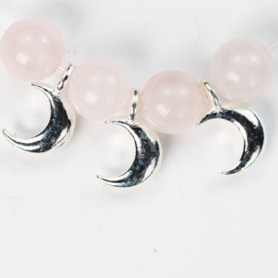 Charms 4pcs Stardust 925 Sterling Silver  Jewellery findings Charm Beads ,Moon  charm, 7*11mm, 4mm closed jump ring