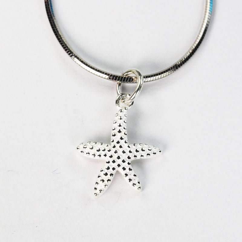 Charms 2pcs 925 Sterling Silver Star fish charms, Star Fish necklace pendant, 13*14mm, 6mm closed jump ring