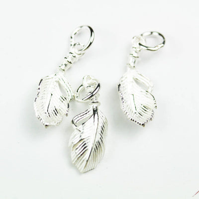 Charms 2pcs 925 Sterling SilverJewellery findings Feather Charm Beads , 19*8mm