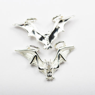 1pc 925 Sterling Silver Jewellery findings Pendant/Charm Beads , Bat charm, 16*28mm, with 2 closed 6mm jump ring