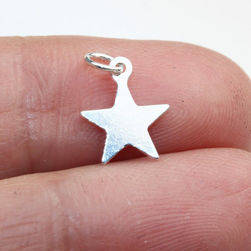 5pcs 925 Sterling Silver Jewellery findings Charm Beads , Star charm, 9mm, 4mm closed jump ring