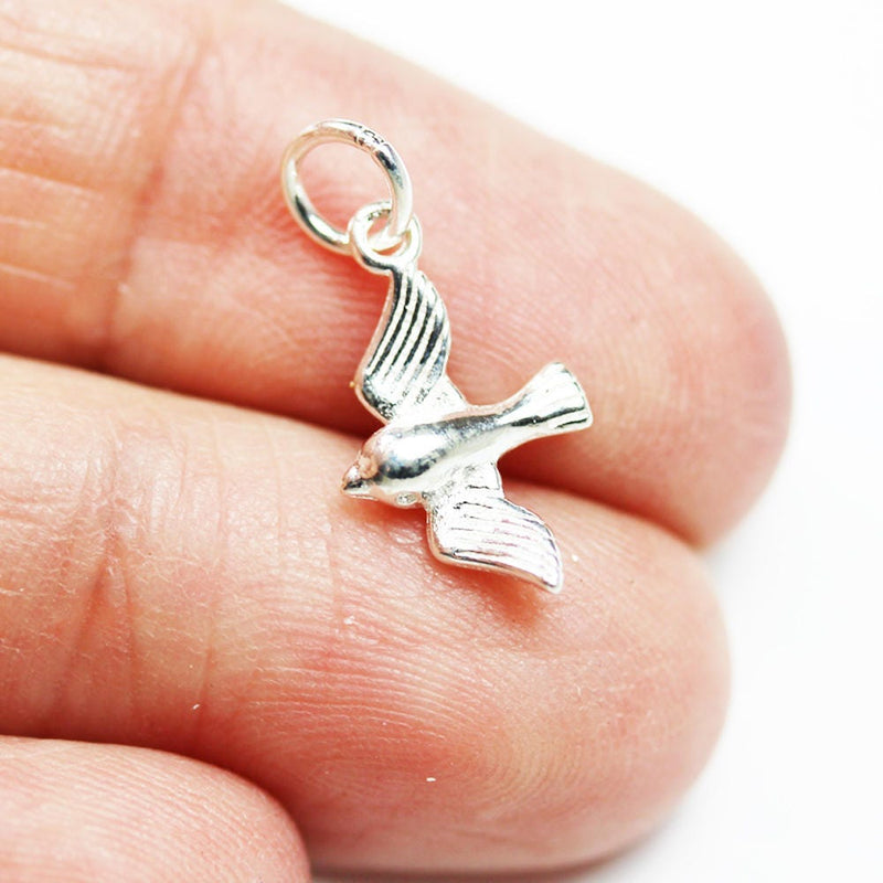 Charm 3pcs 925 Sterling Silver Jewellery findings Charm Beads ,Bird charm, 15*9mm